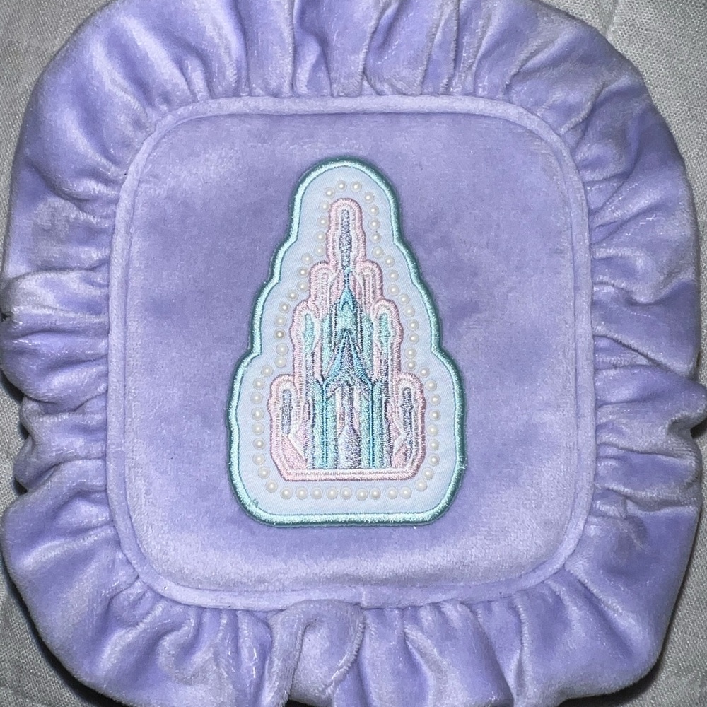 Stoney Clover Lane Lilac Velour Ruffle Small Pouch with Disney Frozen Patch